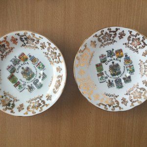Two Paragon fine bone china Saucers-Canada Coats of Arms and Emblems vintage